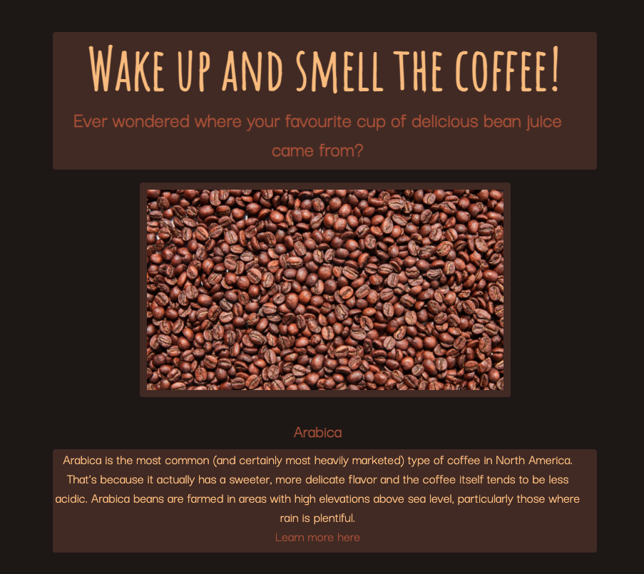 coffee landing page project